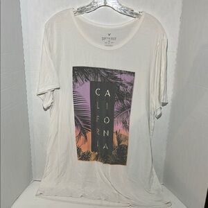 American Eagle Outfitters Soft & Sexy Tee - White and Purple